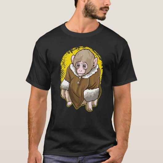 T-shirt Singe Macaque À La Neige Mignonne Portant Un Mème (Devant)