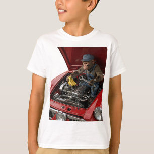 T-shirt Singe mécanicien effronté réparant une voiture de