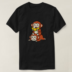 T-shirt Singe Mignon Mangant de la Pastèque, Art Empilé Dr