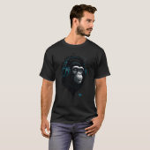 T-shirt Singe néon écoutant des vibrations (Devant entier)
