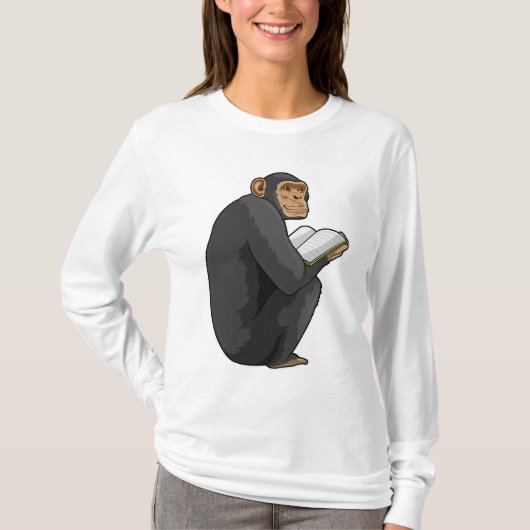 T-shirt Singe Nerd avec livre (Devant)