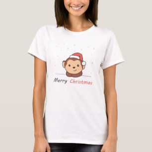T-shirt Singe Noël Neige Hiver Animaux Singes