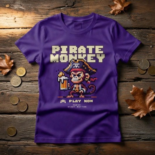 T-Shirt Singe Pirate de Jeu Vidéo