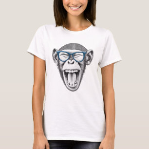 T-shirt Singe portant des lunettes, amoureux des singes