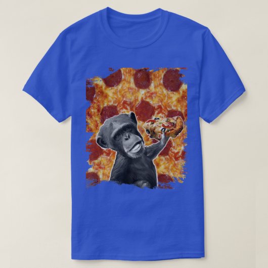 T-shirt Singe Singes Chimpanzé Mangeant une Pizza Drôle Pr (Design devant)