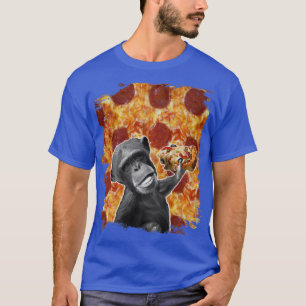 T-shirt Singe Singes Chimpanzé Mangeant une Pizza Drôle Pr