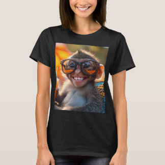 T-shirt Singe souriant avec lunettes de soleil