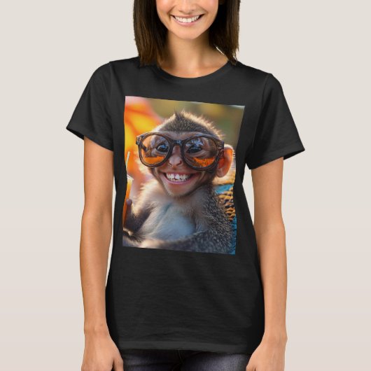 T-shirt Singe souriant avec lunettes de soleil (Devant)