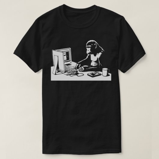 T-shirt singe sur l'ordinateur (Design devant)