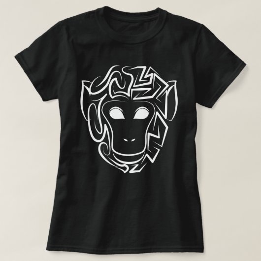 T-shirt Singe tribal noir et blanc (Design devant)