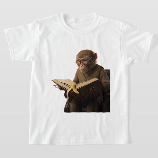 T-shirt Singe universitaire bibliothécaire lisant dans un (Poser)