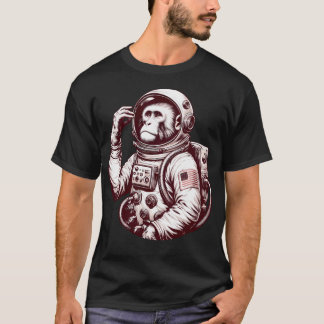 T-shirt Singe vintage Astronaut Dans L'Espace Pour L'Astro