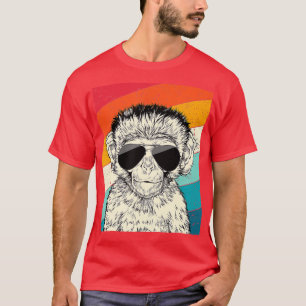 T-shirt Singe Vintage rétro avec lunettes de soleil Lov Wi