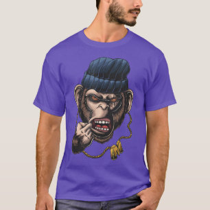 T-shirt Singe Visage drôle Sarcasme Gangster 