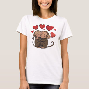 T-shirt Singes drôles doux chic mignons colorés qui s'embr