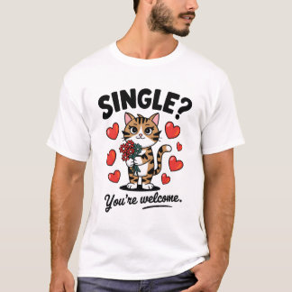 T-shirt Single Cat Funny Anti-Valentine's Day Quote Flower