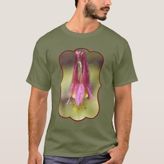 T-shirt Single Red Columbine Flower Art (Devant)