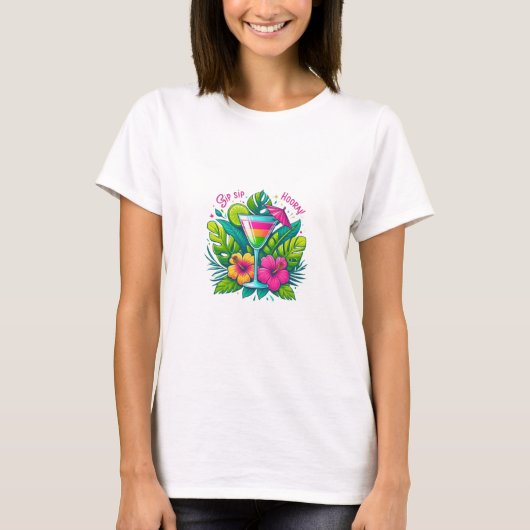 T-shirt "Sip Sip Hooray"-Celebrate Every Sip in Style (Devant)