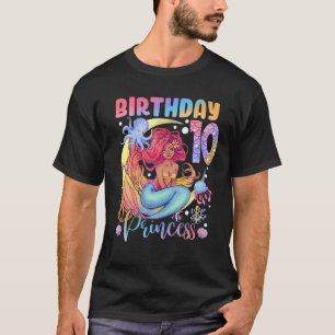 T-shirt Sirène Anniversaire Fille 10 Ans 10E Anniversaire 