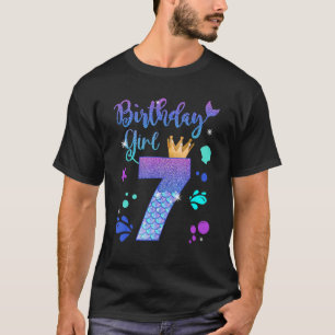 T-shirt Sirène Anniversaire Fille 7 Année Ancien C'est mon