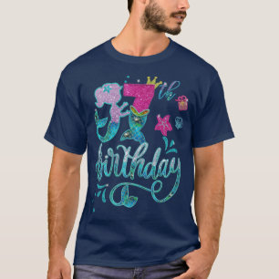 T-shirt Sirène Anniversaire Fille 7 Ans 7ème Anniversaire
