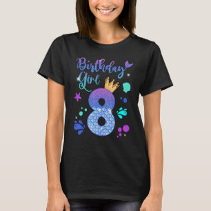 T-shirt Sirène Anniversaire Fille 8 Ans C'Est Mon 8ème Ann