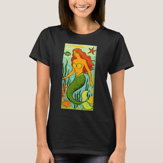 T-shirt Sirène avec Poisson (Devant)