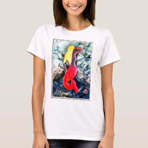 T-shirt sirène blonde en rouge