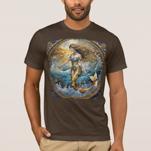 T-shirt Sirène dans les vagues de l'océan (Devant)