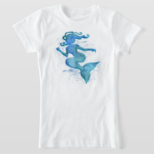 T-shirt Sirène d'aquarelle bleu
