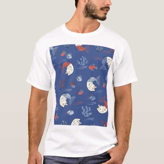 T-shirt Sirène de chat, motif transparent texturé. (Devant)