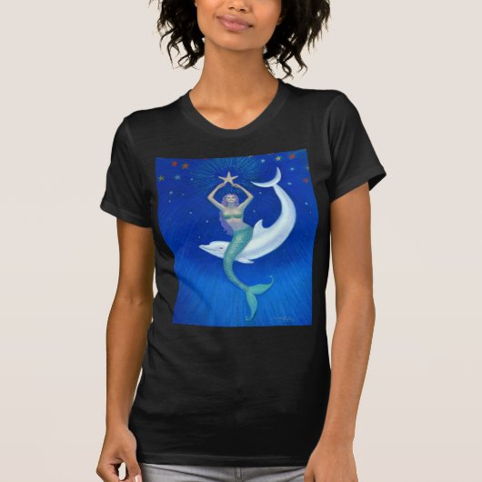 T-shirt Sirène de lune de dauphin (Devant)