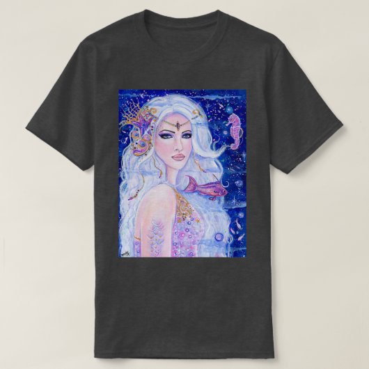 T-shirt Sirène de shellina avec hippocampe par Renee Lavoi (Design devant)