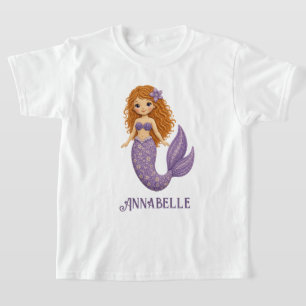 T-shirt Sirène Personnalisée Violet Piquée