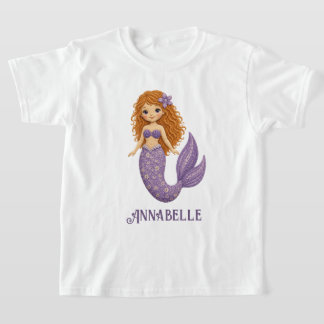 T-shirt Sirène Personnalisée Violet Piquée