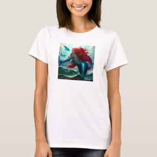 T-shirt 'Sirène rouge' par Juan Cabana 2024 NOUVEAU