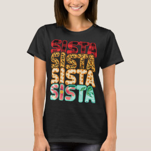 T-shirt Sista Sister Leopard Rouge Plaid famille de tourne
