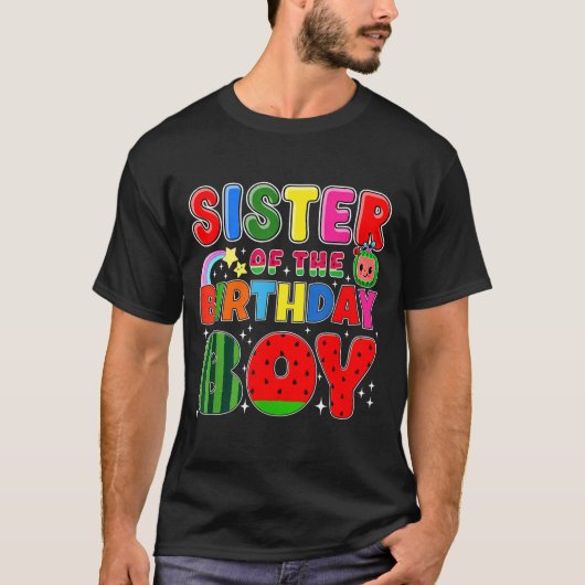 T-shirt Sister Of The Birthday Boy Melon Family Matching F (Devant)
