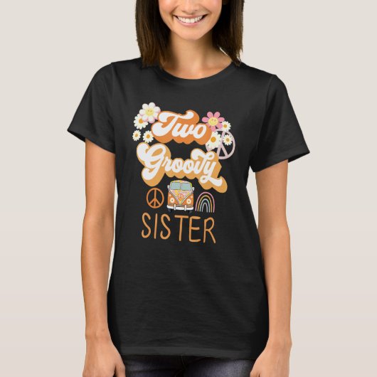 T-shirt Sister Retro Rainbow Family Matching Parents' Day (Devant)