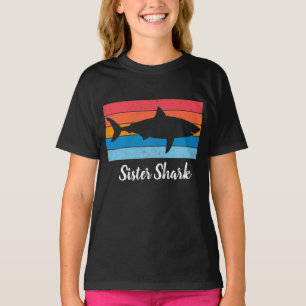 T-shirt Sister Shark Simple Shark Cutout Vintage Retro