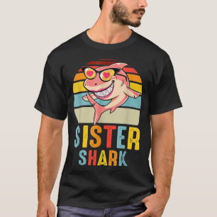 T-shirt Sister Shark Vintage Retro Shark Lover Mother's Da