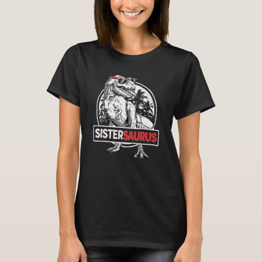 T-shirt Sistersaurus Rex Dinosaur Soeur Saurus Famille Mat (Devant)