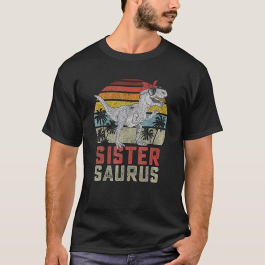 T-shirt Sistersaurus T Rex Dinosaur Soeur Saurus Famille M (Devant)