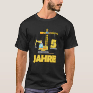 T-shirt Site de construction de grue d'excavatrice 5 ans E