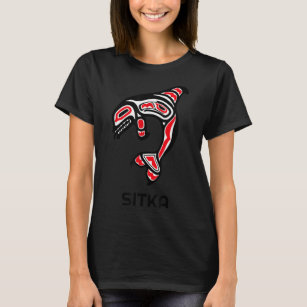 T-shirt Sitka Alaska Amérindien Indien Orca Killer Wh