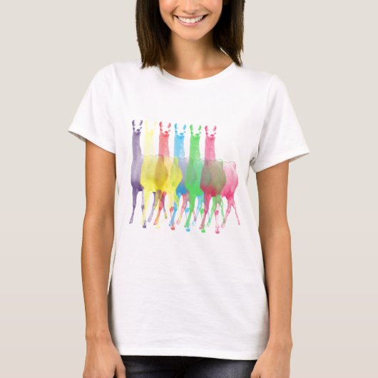 T-shirt six lamas dans six couleurs de lama (Devant)