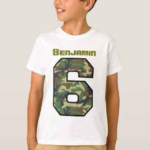 T-shirt Six noms faits sur commande V032 de Camo de 6ème