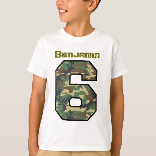 T-shirt Six noms faits sur commande V032 de Camo de 6ème (Devant)