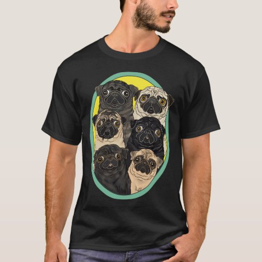 T-shirt Six Pugs par FivePugs (Devant)
