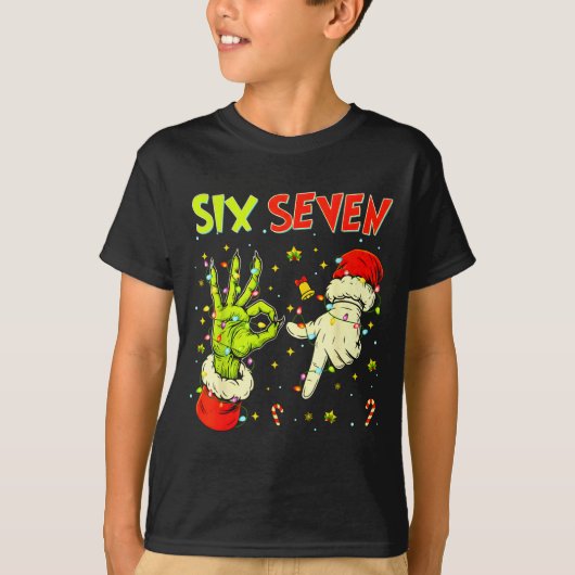 T-shirt Six Seven 67 Funny Hand-sign Christmas Meme  (Devant)